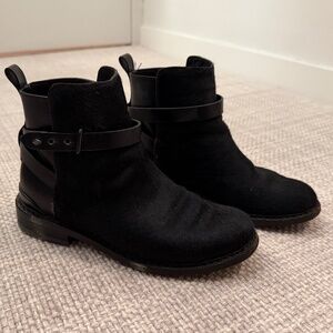 Rag & Bone black leather and pony hair ankle boots, Size 37